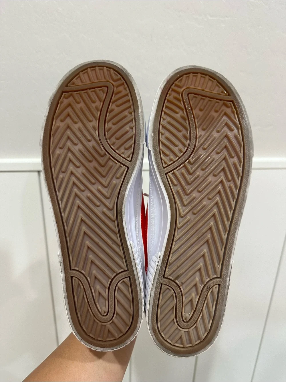 Nike White Platform Sneakers with Bright Red Swoosh